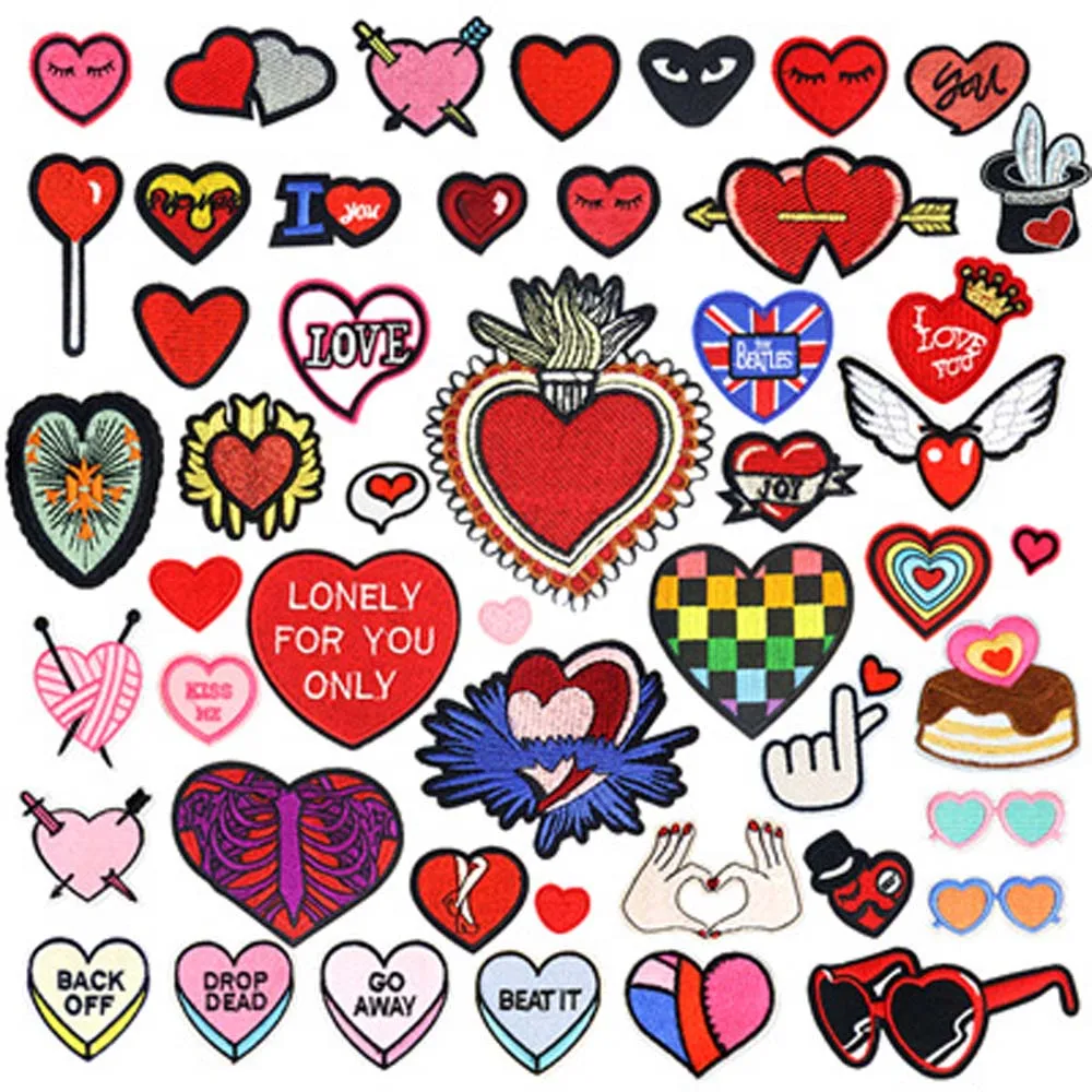 Heart Wing Hand Cartoon Patches Cap Shoe Iron On Embroidered Appliques DIY Apparel Accessories Patch For Clothing Fabric Badges