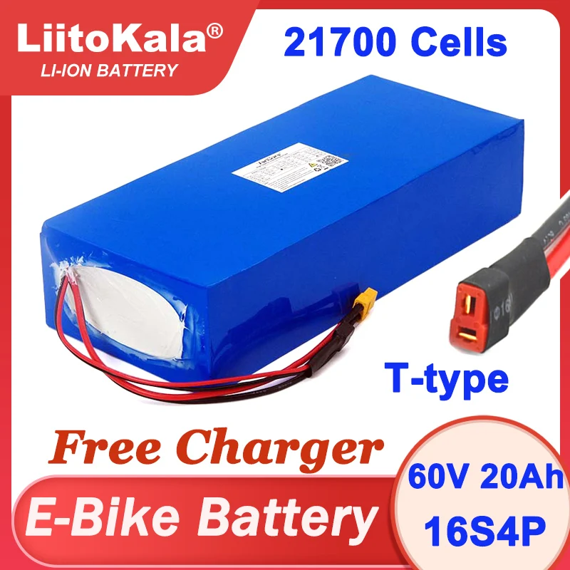 Liitokala 36V 48V 60V 20Ah ebike battery 21700 Lithium Battery Pack For Electric bike Electric Scooter + Charger 42V 54.6V 67.2V