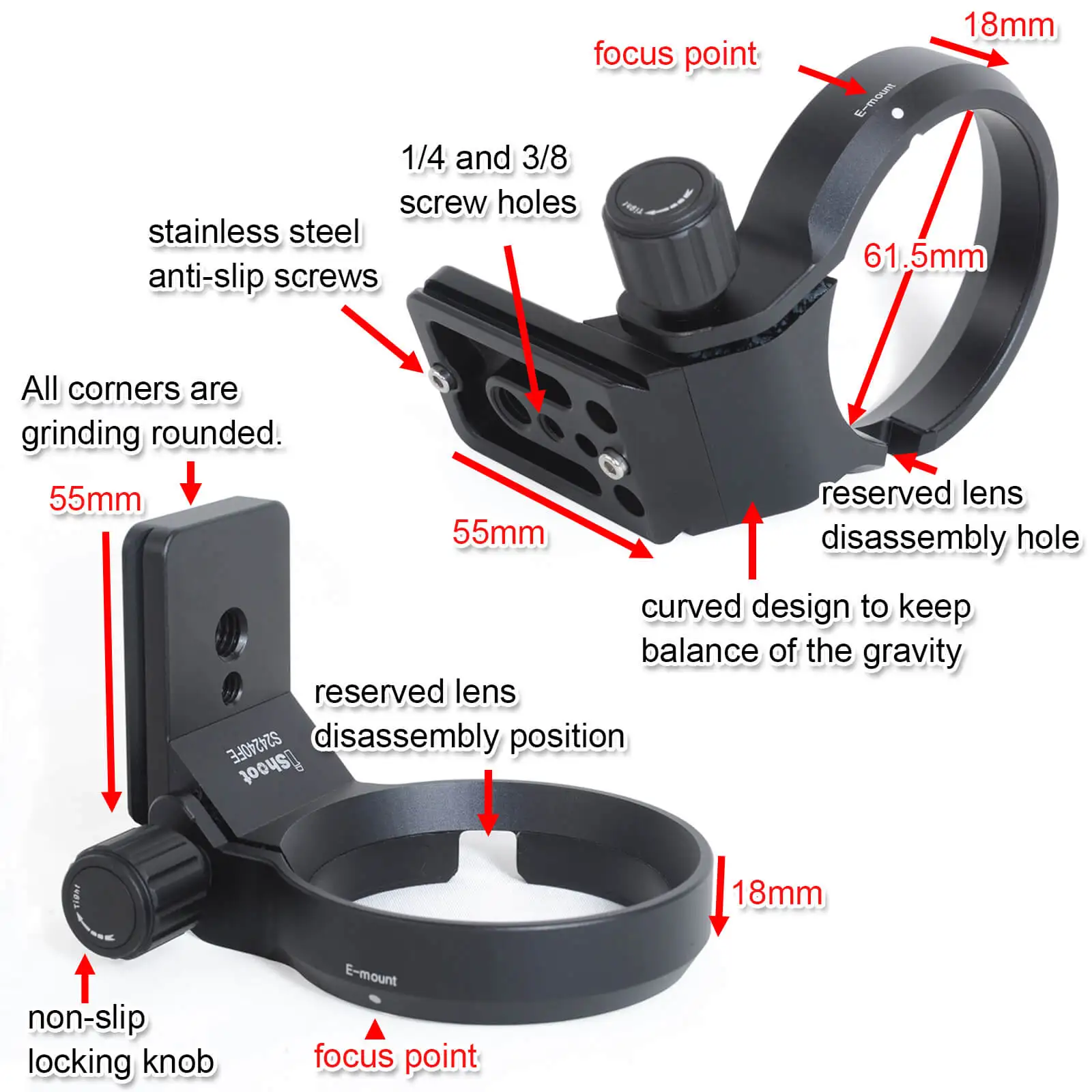 Lens Collar Tripod Mount Ring for Sony FE 16-35mm f/2.8 GM, Sony FE 16-70mm f/4 ZA OSS, Sony E PZ 18-105mm f/4 G OSS Lens