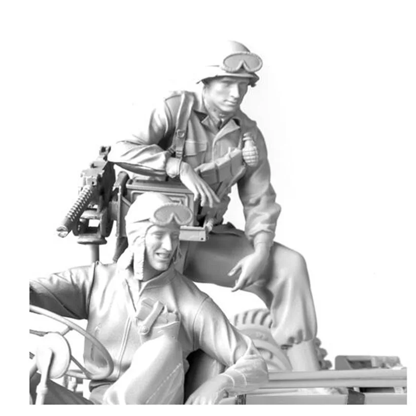 Resin Figure 1/16  modern crew include 2 man  (NO CAR ) Model Unassambled Unpainted  Figure Building Kit