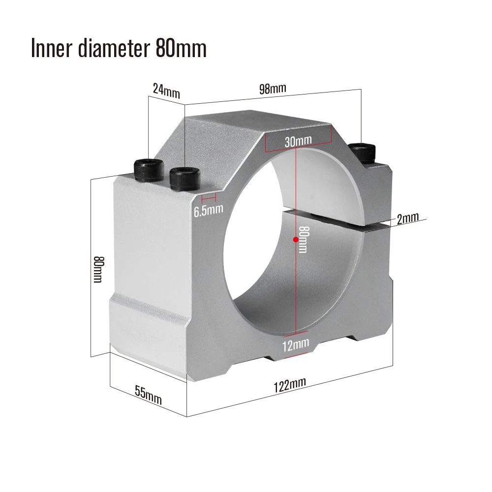 Neue 52mm 55mm 65mm 80mm Spindel klemm halterung mit 4 Schrauben für 400W 500W 1,5 kW 2,2 kW Spindel-CNC-Fräsmaschine