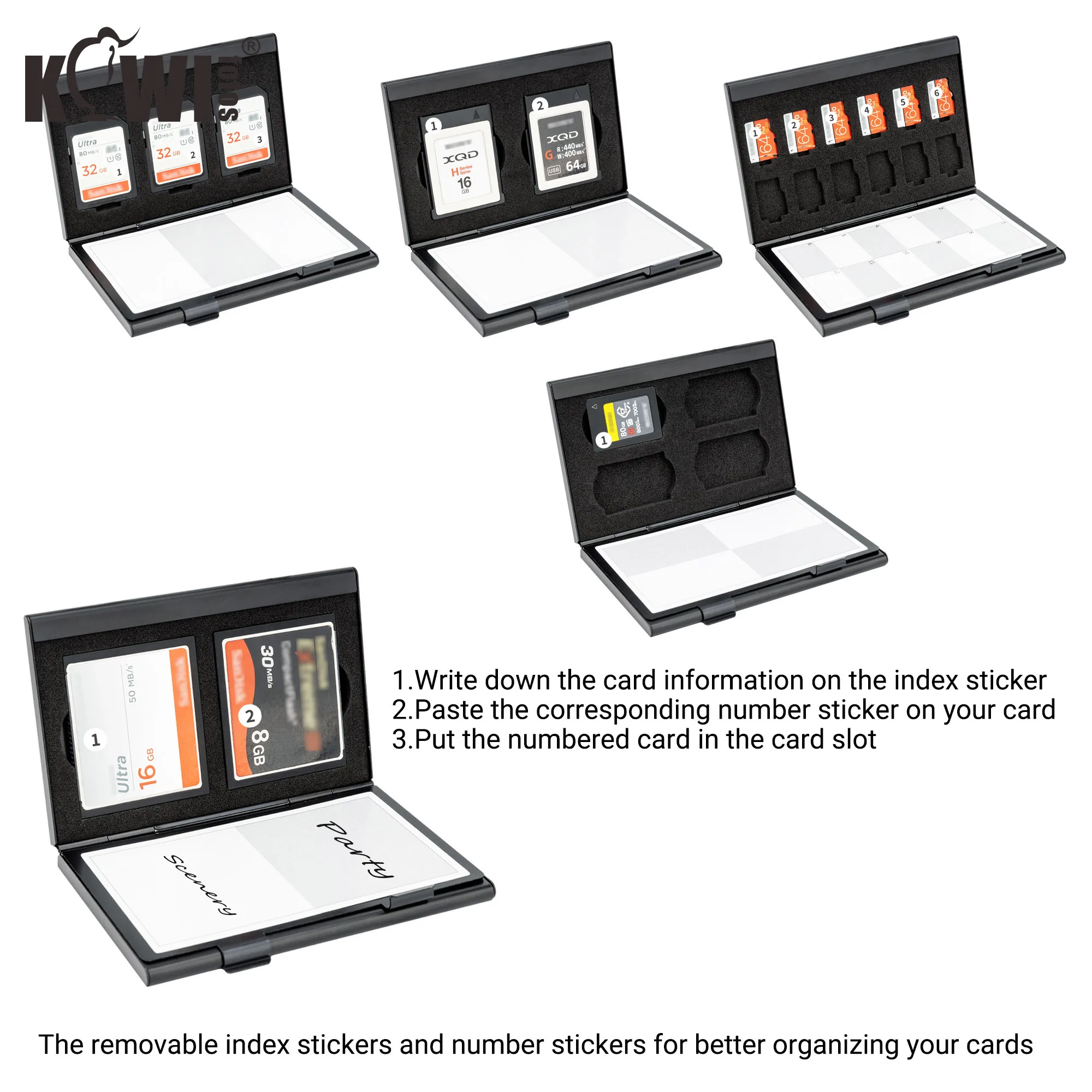 Thẻ Nhớ Ví Người Tổ Chức Cho SD SDXC SDHC/CF/Thẻ XQD / CFexpress Loại-Một/micro SD TF + 5 Thể Trao Đổi Nội Thất