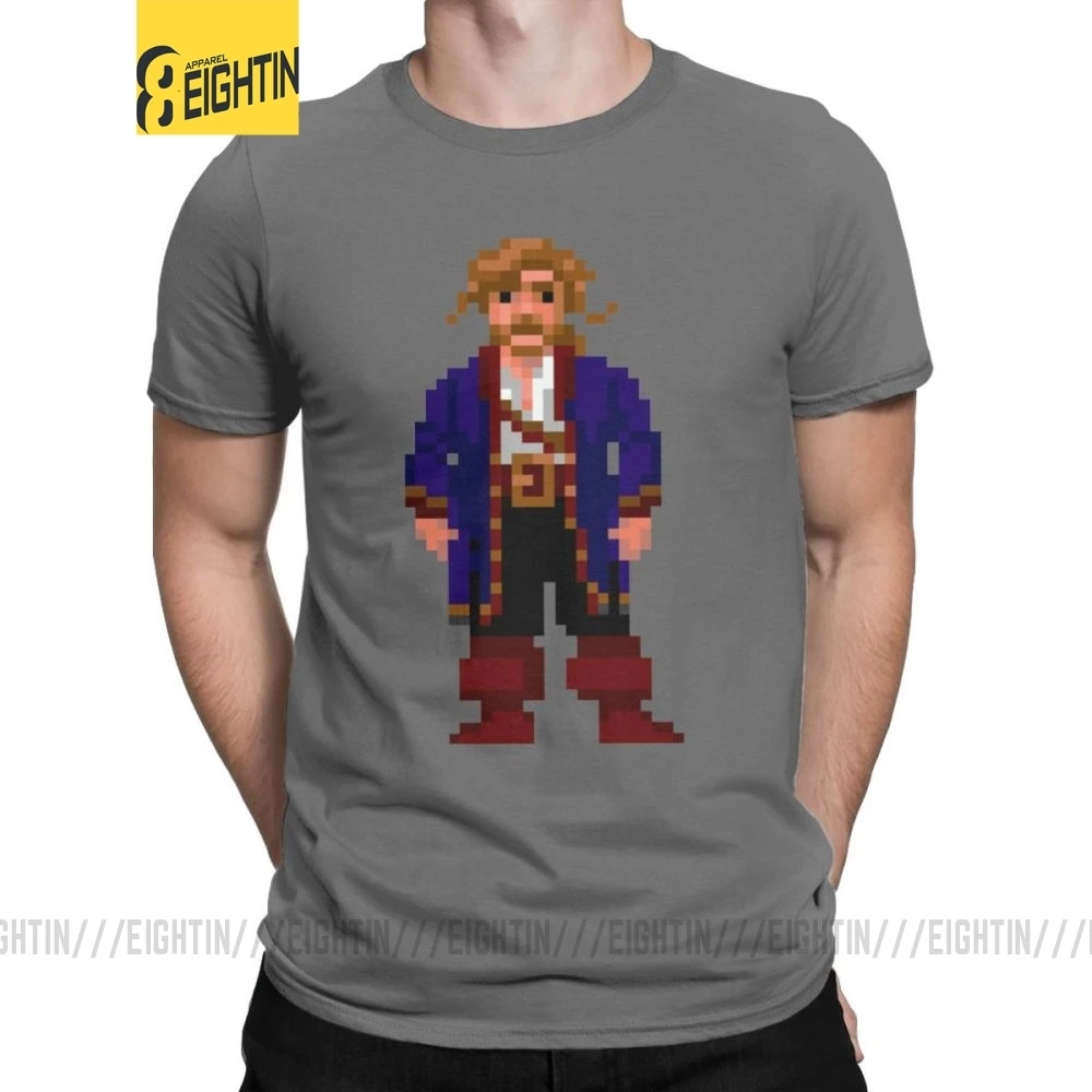 Men T-Shirts Guybrush Threepwood Monkey Island T Shirt Casual 100% Cotton Tees Short Sleeve Games Video Pirate Retro Game Tops