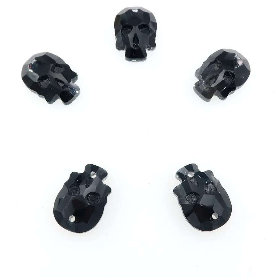 Totenkopfförmige Glaskristalle mit 2 Löchern, 14 mm, 18 mm, 20 Stück/Stück, zum Aufnähen von Strassperlen für Hochzeitskleider, Kunsthandwerk, DIY – Detail 11