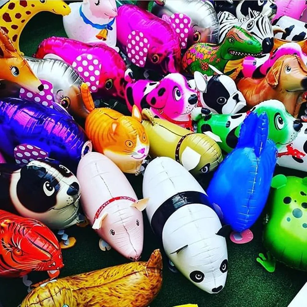 Mezcla de globos de aluminio para animales que caminan, lindo gato, perro, Panda, dinosaurio, tigre, globos de aire para mascotas, decoraciones para