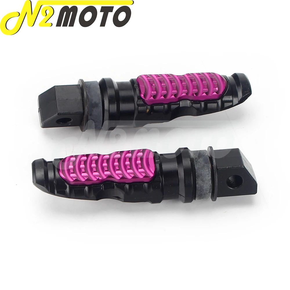 Universal Motorcycle Rear Passenger Footrest Purple Foot Pegs Pedals Scooter Footpeg Motorbike Pedal Modification Aluminum 2pcs