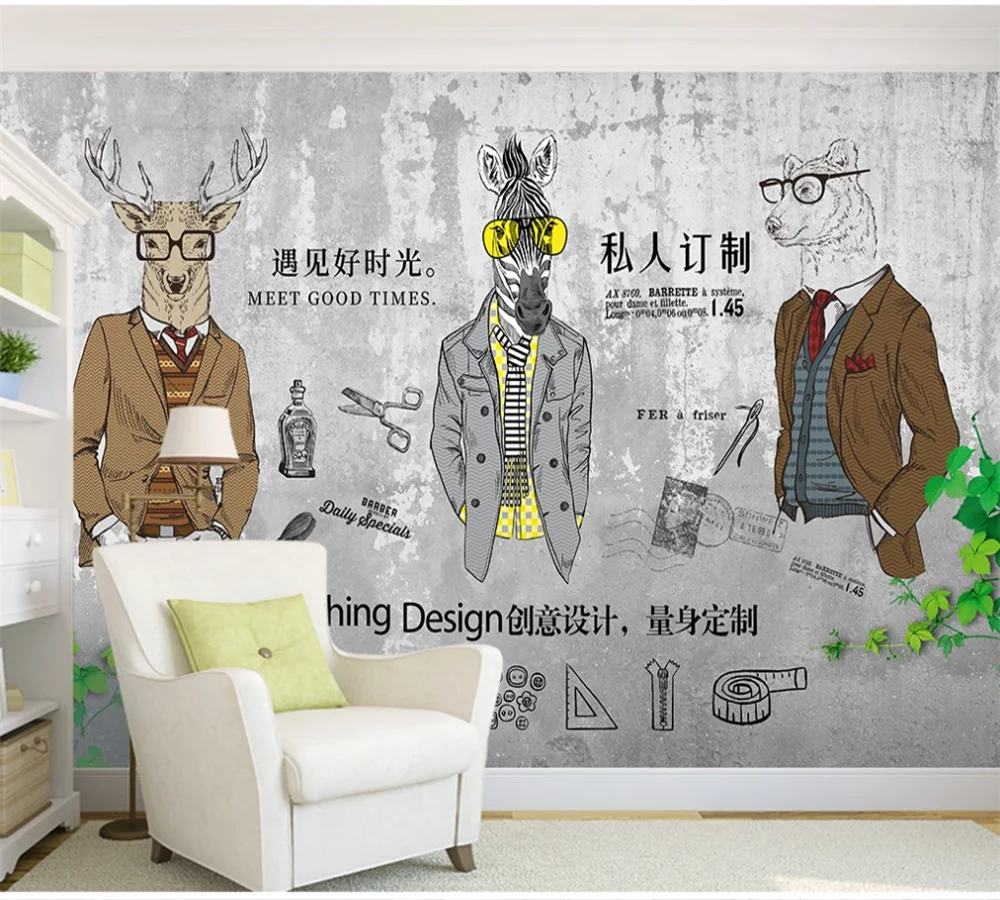 

xuesu Custom 3d wallpaper mural hand-painted animal clothing clothing store cafe tooling background decorative painting