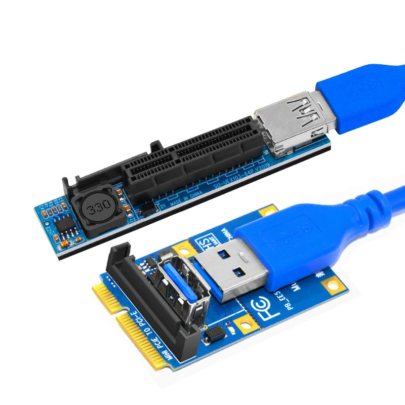 Mini PCIE to PCI-E X4 Slot Riser Card Port Adapter PC Graphics Card Connector with 60CM USB3.0 Extension Cable PCI Express Riser