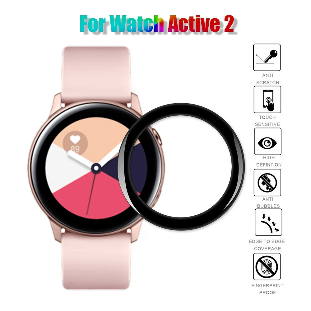 watch case for Samsung Galaxy Watch Active 2 40mm 44mm 3D Curved PET Film Screen Protector Anti-Scratch Full Coverage Film