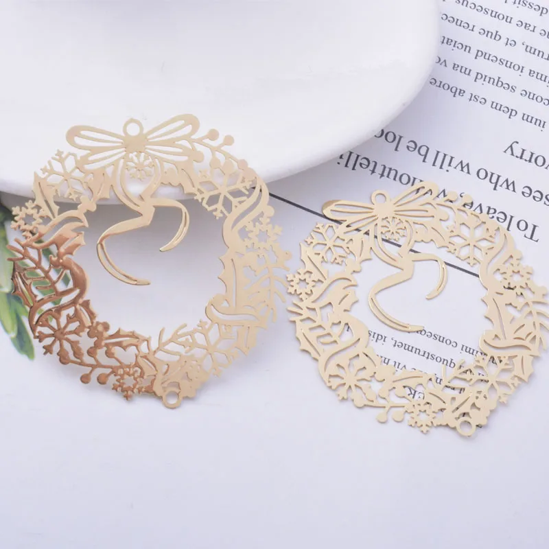 20 Stück AB6712 49*48mm Messing Weihnachtskranz Anhänger Verbinder Silberfarben Anhänger DIY Schmuck Ohrring Zubehör – Detail 4