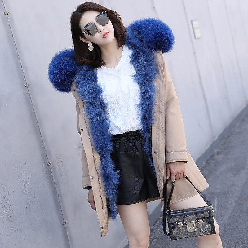 Fox Fur Liner Natural Parka Winter Real Fur Coat Women Clothes 2021 Korean Thick Warm Real Fox Fur Hood Jacket Hiver 1903