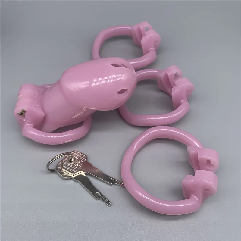 Resin Male Chastity Device with 4 Size Penis Rings,Cock Cage,Cockring,Chastity Belt,Penis Lock,Adult Games Sex Toys For Men