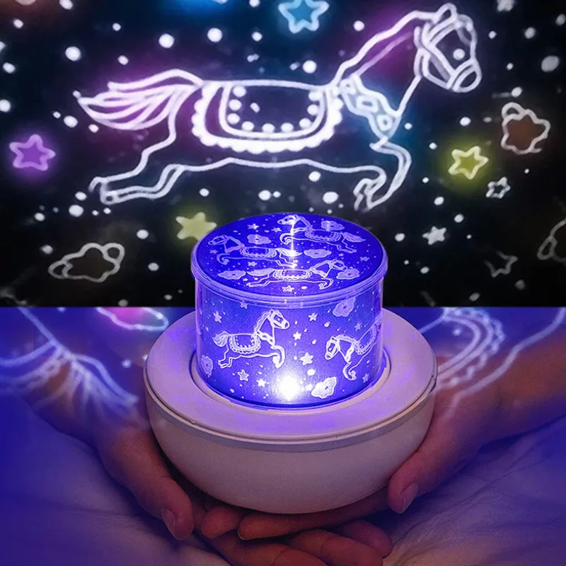 Colorful Projector Lamp and Night Light 2 in 1 Universe Starry Sky Rotate LED Lamp Flashing Star Kids Baby Gift USB Power