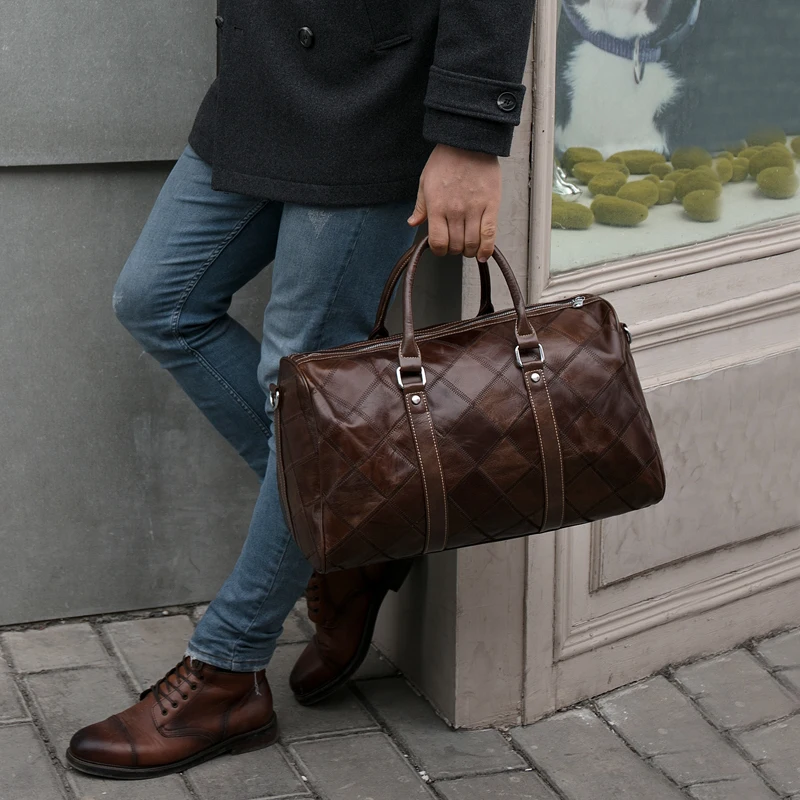 WESTAL leather duffle bag 남성용 여행용 가방 가죽 빈티지 주말 가방 남성용 여행용 가방 정품 가죽 수하물/밤새 토트 백