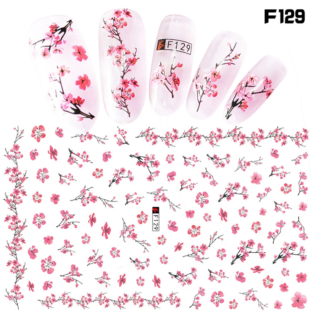 Nail Art Decoratie Bloem Deco Ongles Nail Art Blad Boom Kleine Overdracht Roze Bloemen Pegatinas Nail Art Sticker