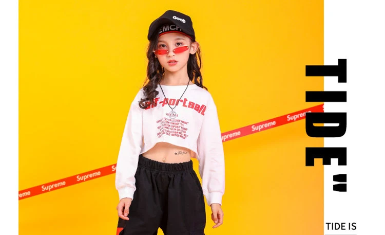 Hip-Hop-Style Oberteile, Crop-Tops für Teenager-Mädchen, Streetwear, cooles Baumwoll-T-Shirt, modische Kleidung für Teenager-Mädchen im Alter von 4-16 Jahren. – Detail 7