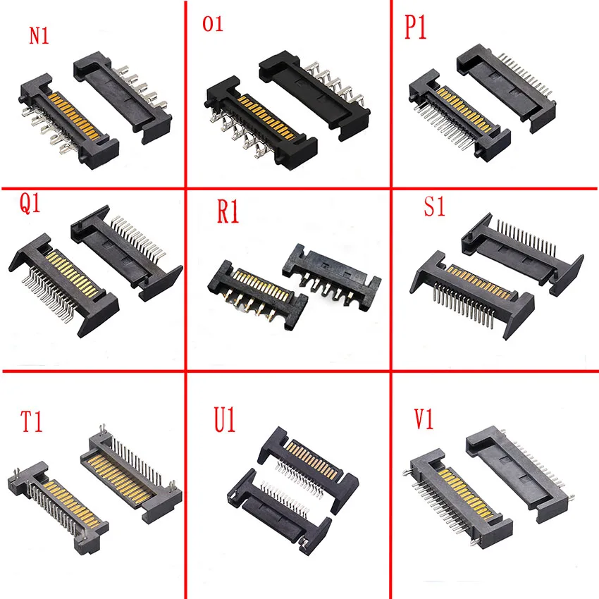 5PCS SATA Right Angle Straight Patch Type 15 Pin 15P Male Adapter Connector For Hard Drive HDD