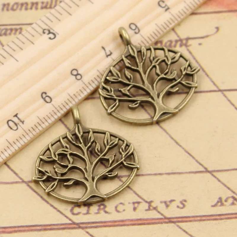 10pcs Charms Life Tree 27x27mm Tibetan Bronze Silver Color Pendants Antique Jewelry Making DIY Handmade Craft Pendant