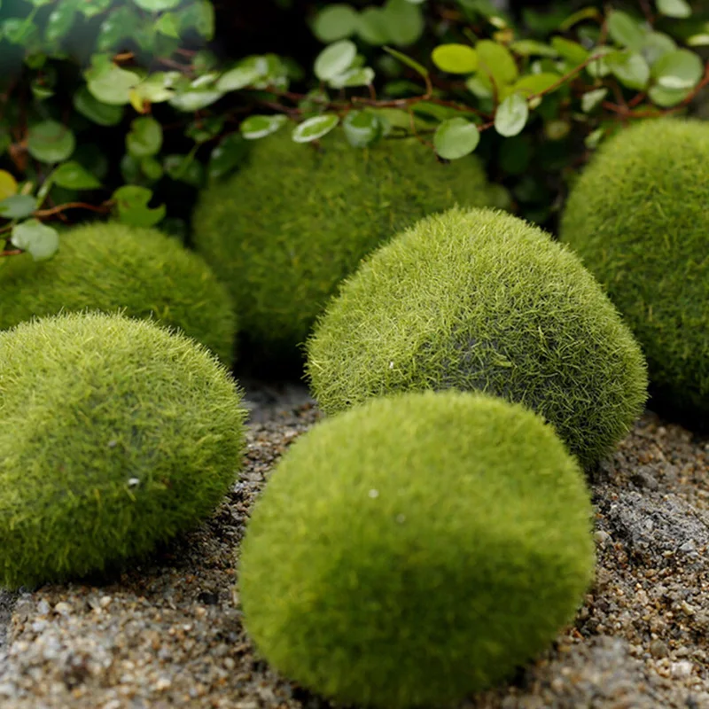 1pcs Artificial Moss Stone Fake Lawn Plants Micro Landscape Decoration Green Foam Moss Balls Basin Ornament Garden Home Decor