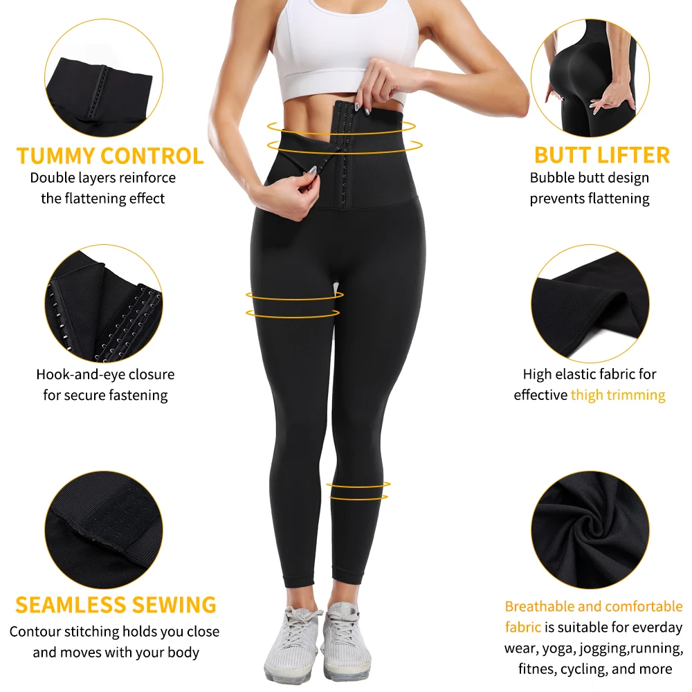 กางเกงขายาวเอวสูงสำหรับสตรีการบีบอัดออกกำลังกายสำหรับลดน้ำหนัก Slimming Fitness กางเกง Tummy ควบคุมเอวเทรนเนอร์