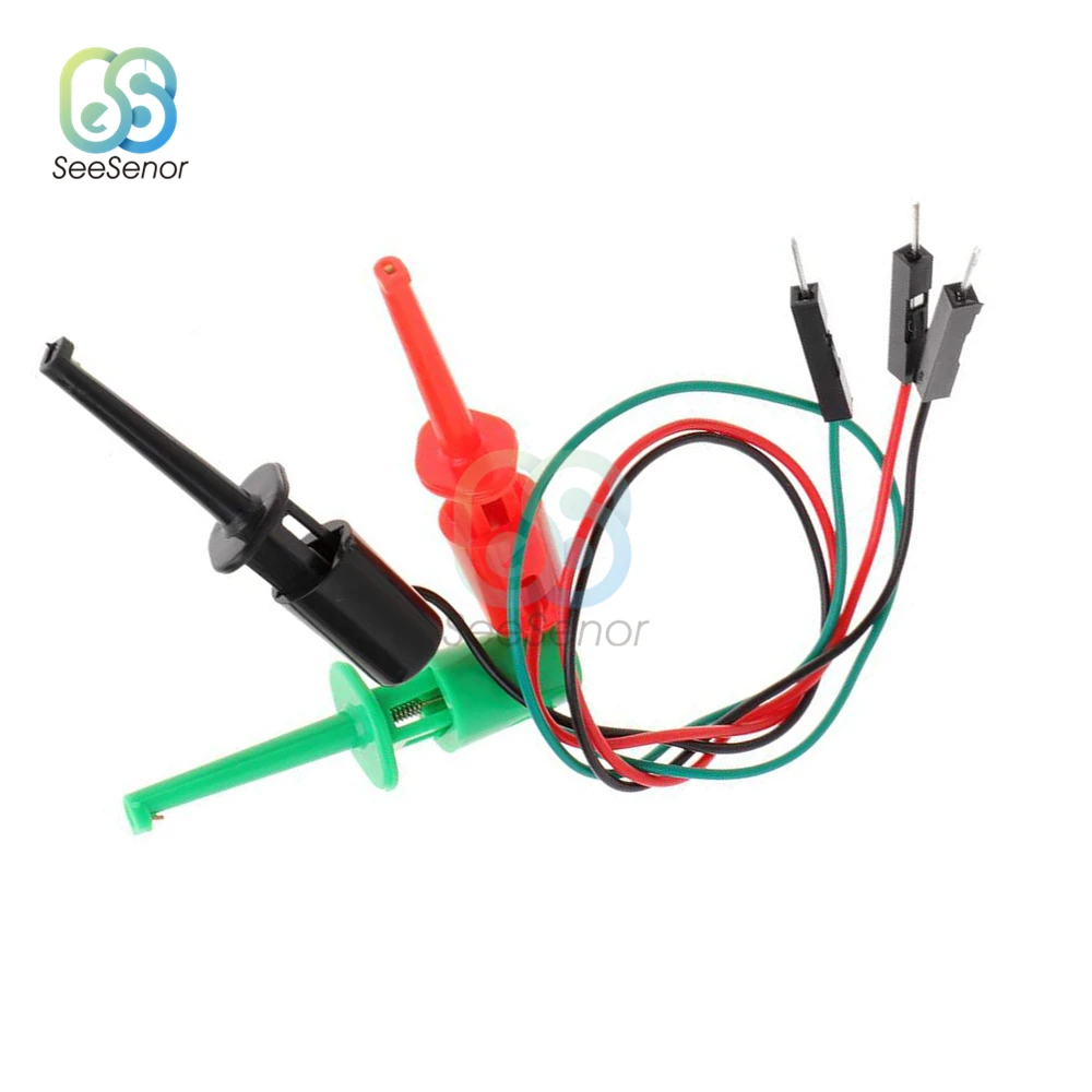 3pcs 20cm Transistor Tester Test Hook Clip Test sonda Test elettronico IC Grabber grande rotondo coccodrillo Clip Hook Test Clip