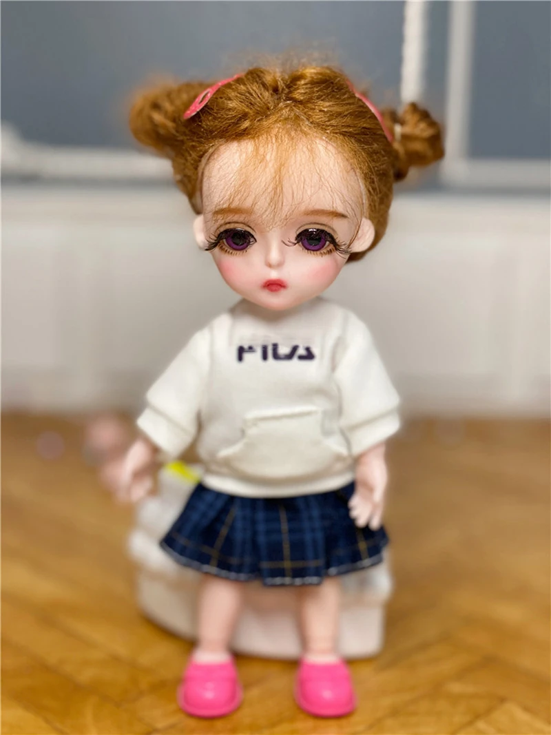 16CM Mini Cute BJD Princess Doll With Fashion Clothes Suit 1/8 OB11 Joints Movable Body Figures Rebirth doll baby accessories