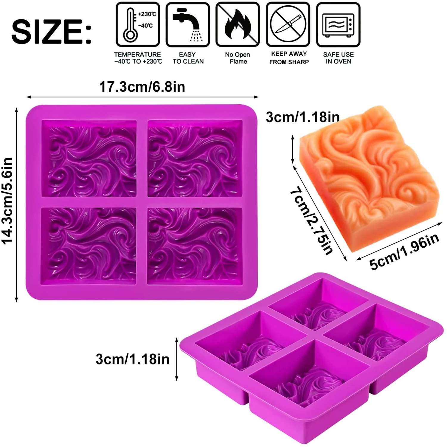 Ocean Wave Soap Silicone Mold Sea Wave Cake Pan for Jelly Pudding Mousse Mould DIY Handmade Nautical Cloud Swirls Pattern Molds