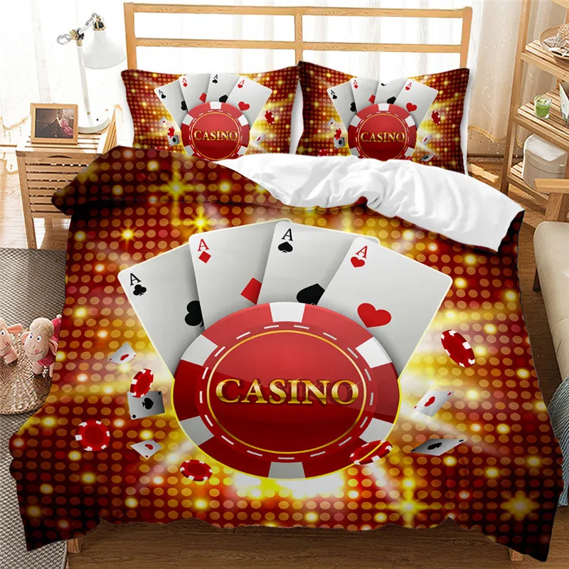 

Poker card printing Duvet Cover set with pillowcase king bedding set luxury bed linen bedroom decoration queen size bed set