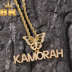 THE BLING KING Custom Mini Initial Letter With Crown Bail Pendant Micro Paved CZ Personalized Name Plate Necklace Hiphop Jewelry
