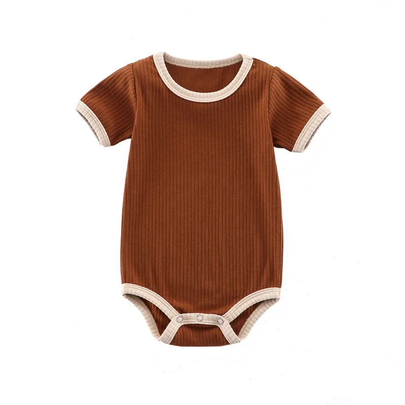 Summer Newborn Baby Romper Ribbed Infant Cotton Short Sleeve Body Suit Boy Girl Claasic Jumpsuits Baby Clothes 0-12M