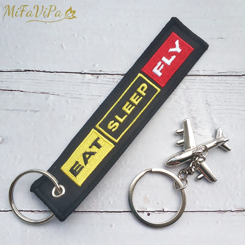 2 PCS Black Embroidery Boeing Keychain Fashion Trinket Phone Strap Aviation Key Chains for Men Gift Luggage Tag Key Rings