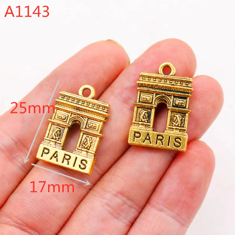 6pcs* I Love Paris* Metal Pendant, Romantic Capital Charms, Arc DE Triomphe Charms, Gaul Rooster Charms, Elysee Palace Charms
