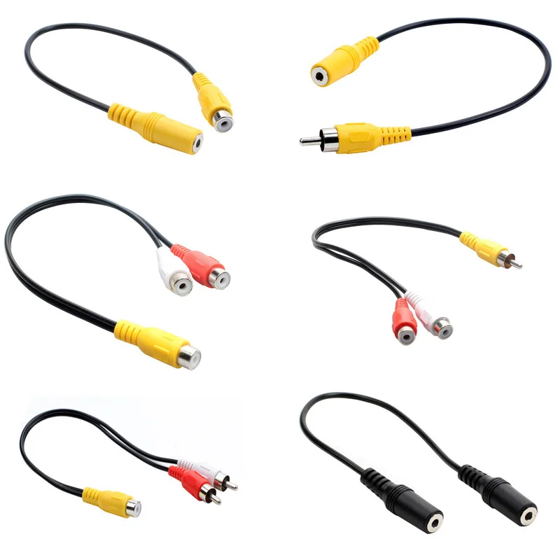 1Pcs 3.5Mm Man Vrouw Plug Jack Stereo Adapter Rca Mm Mono Stereo Plug Naar 2 Rca Lader Connector voor Iphone Pc Telefoon MP3 MP4 M