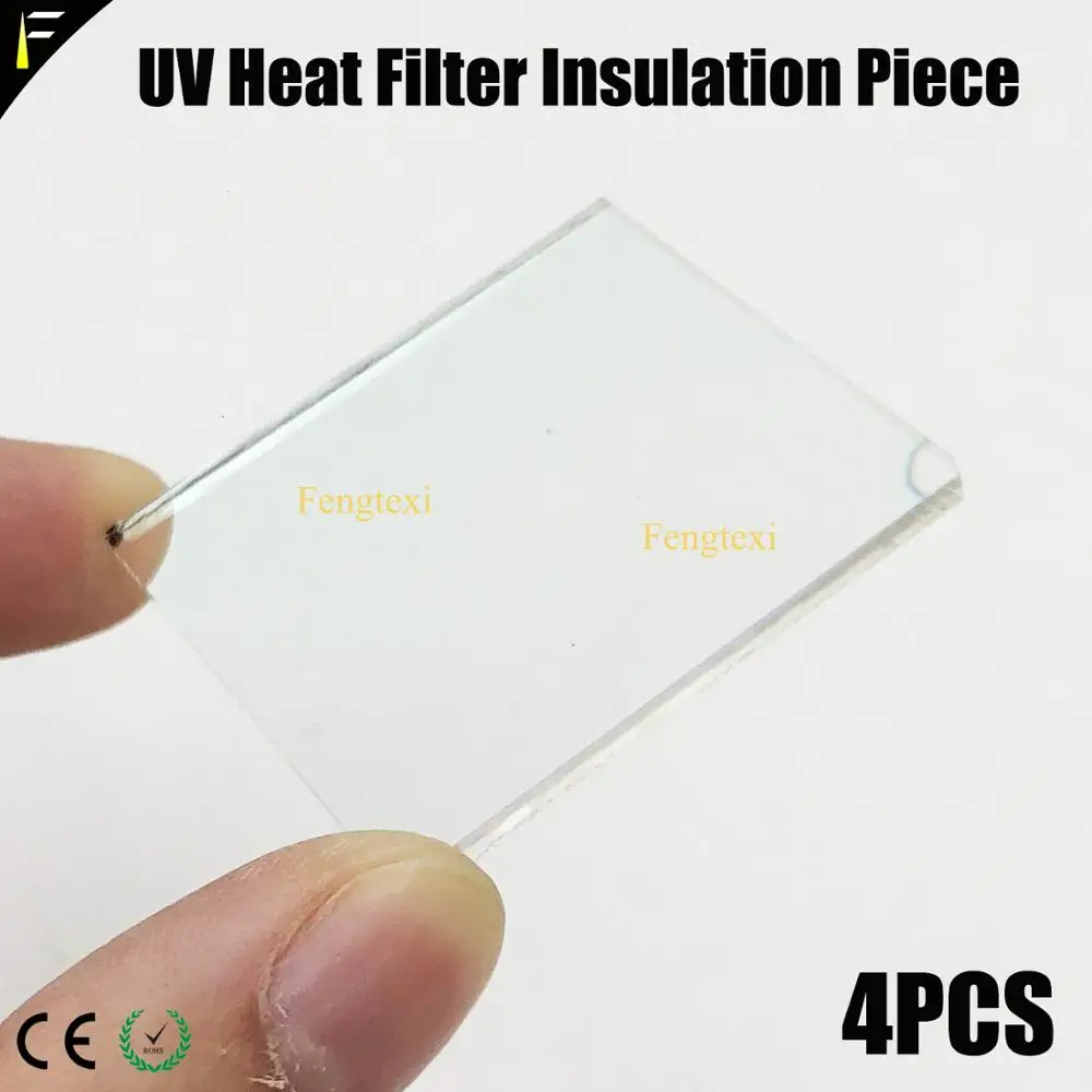 4pieces Moving Beam Light Spot 7R 230 16R 330 17R 350 40x40mm 52x40mm UV Heat Filter Insulation Piece Heat Resisting Sheet Glass