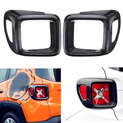 2pcs/set Car Rear Light Covers Carbon Fiber Pattern ABS Plastic Tail Rear Light Lamps Trim Covers Suitable For Jeep Renegade