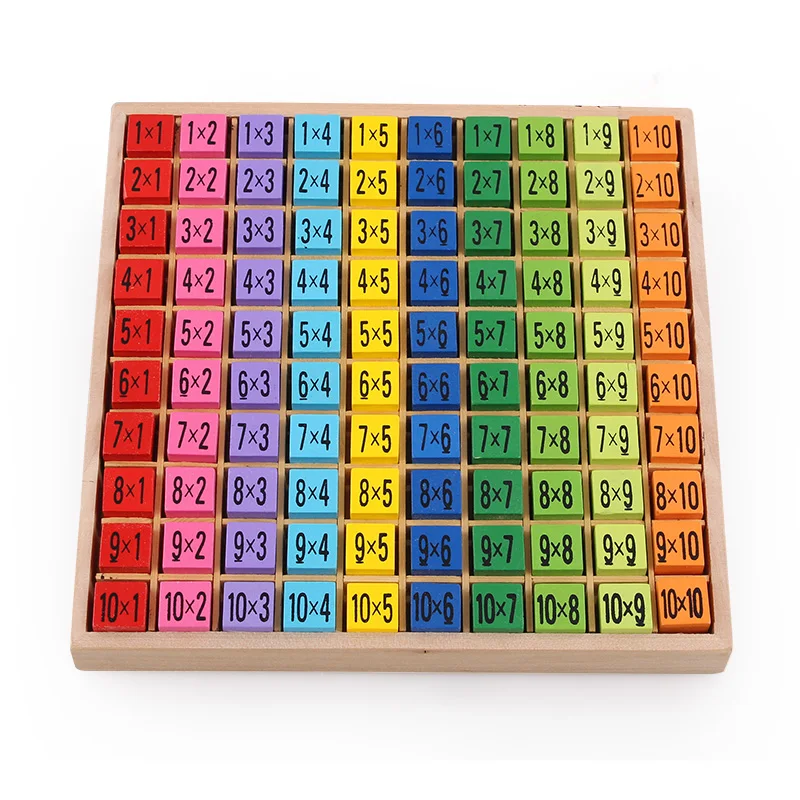 Montessori Educational Kids Toys Baby Math Arithmetic Toys 99 Multiplication Table Wooden Math Building Blocks Teaching Aids