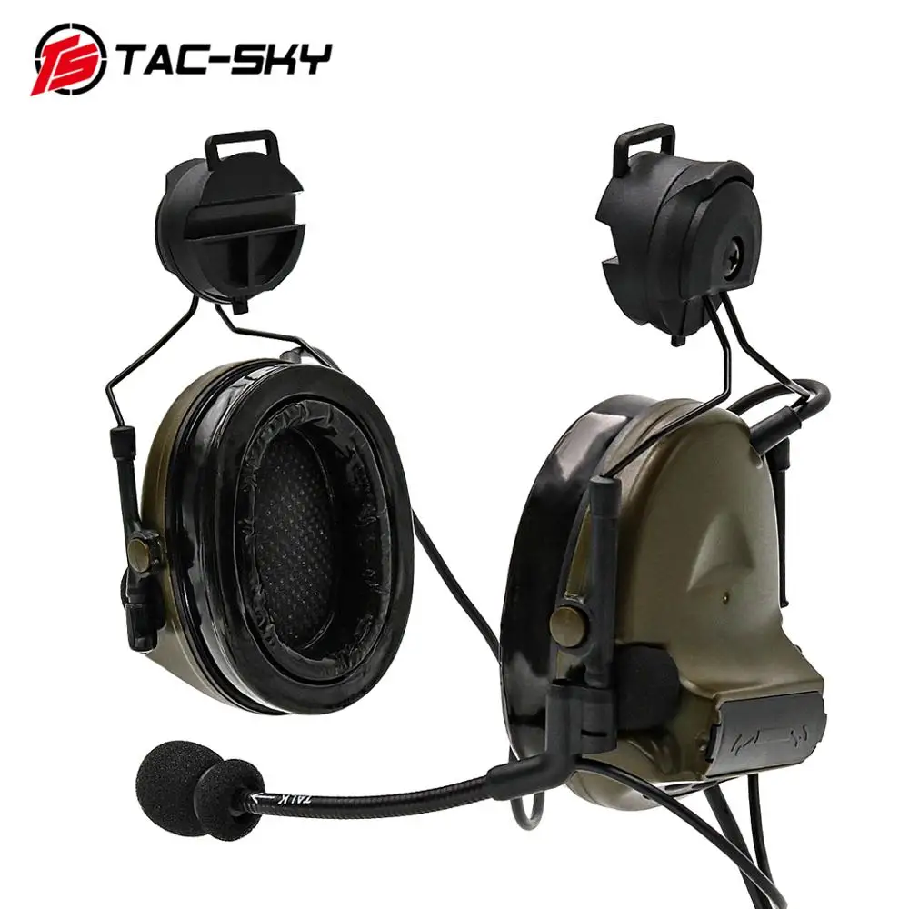 

COMTA II TAC-SKY C2 Helmet Bracket Silicone Earmuffs Noise Reduction Pickup Military Shooting Tactical Headset army green