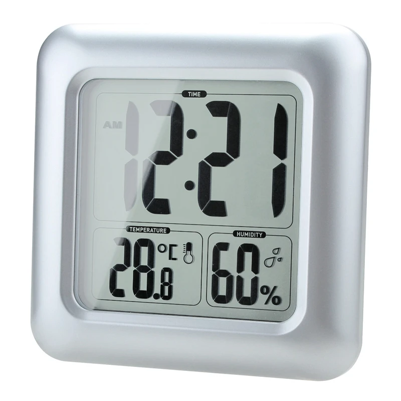 Baldr Digital Bath Thermometer Hygrometer Clock Time Hotel Waterproof Big LCD Suction Cups Shower Kitchen Table Wall Clock Watch
