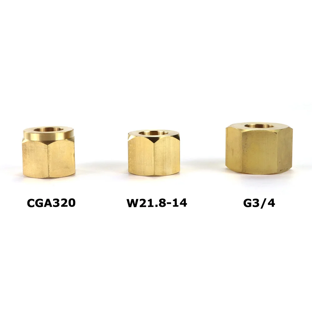 New W21.8-14  G3/4 or CGA320 Brass Nut Nipple Washer Set For CO2 Tank Cylinder SodaSttream Maker External Hose Adapter