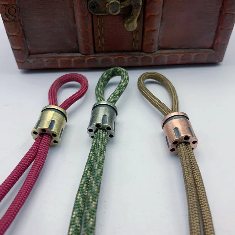 DIY Brass Knife Beads Revolver Magnum Bullet Magazine Shape Paracord Umbrella Rope Outdoor EDC Bead Keychain Lanyard Accessories