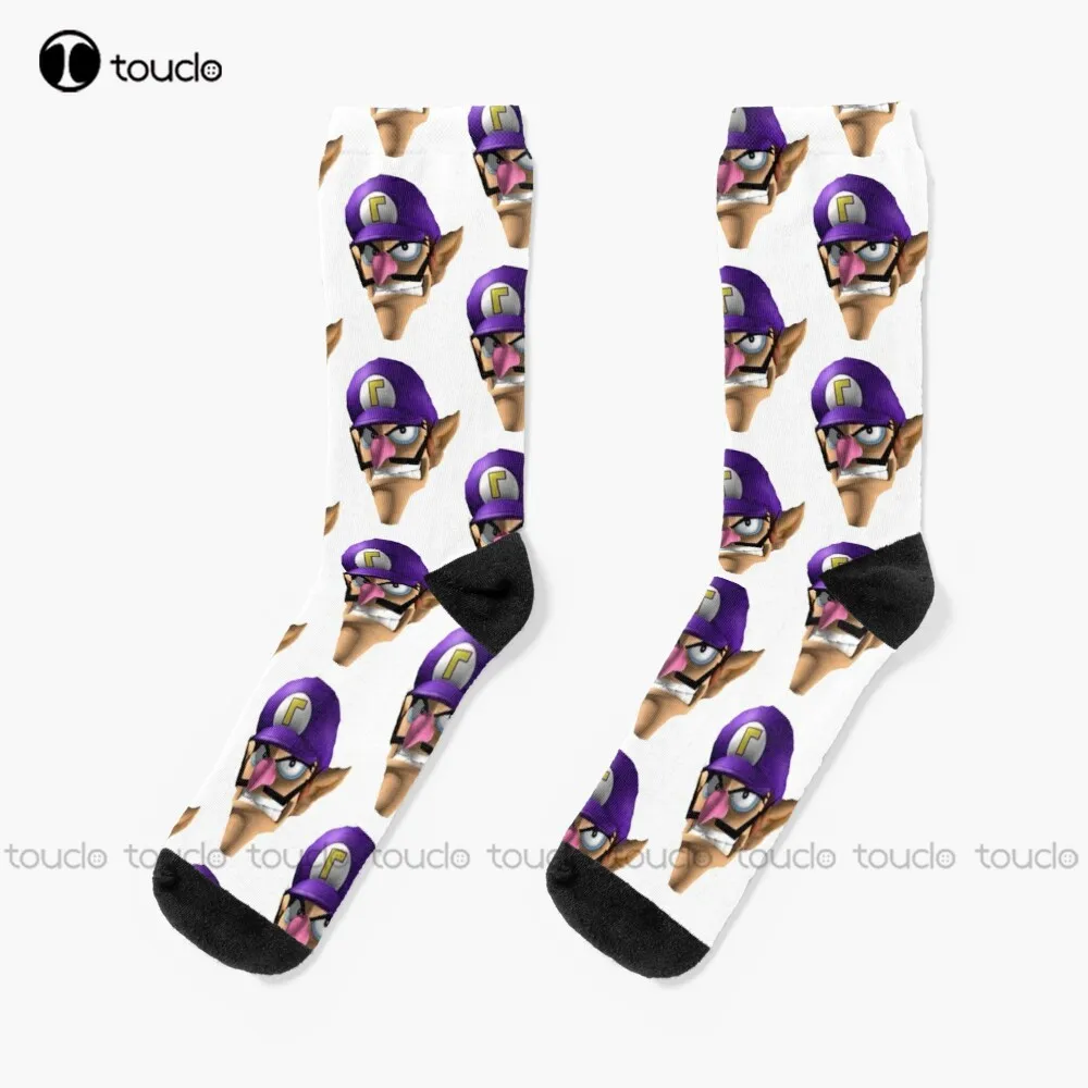 Waluigi Time Socks White High Socks Christmas New Year Thanksgiving Day Gift Unisex Adult Teen Youth Socks Custom Funny Sock