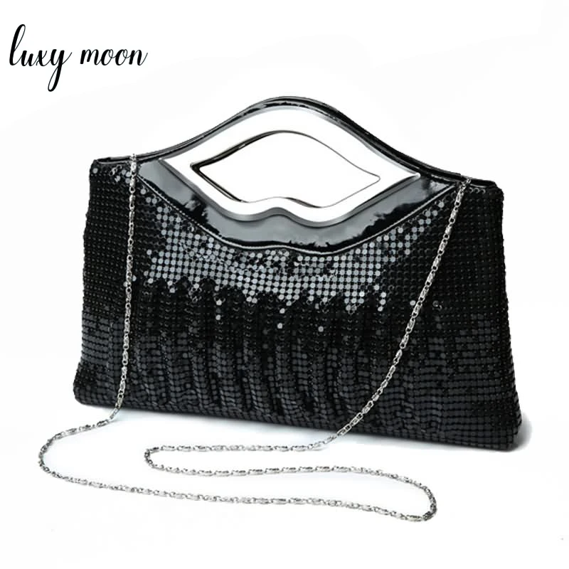 Women\'s Evening Clutch Purse and Handbag Luxury Designer Black Gold Silver Evening Bag Sequin Shoulder Bag Female Wedding Clutch