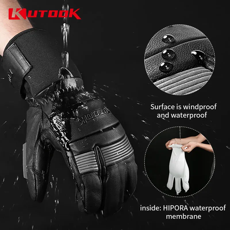 KUTOOK Thermal Mitten  Bicycle Gloves Inner Waterproof Pocket Fleece Gloves Fist Protection Ski Motorcycle Skiing Gloves SF9505T