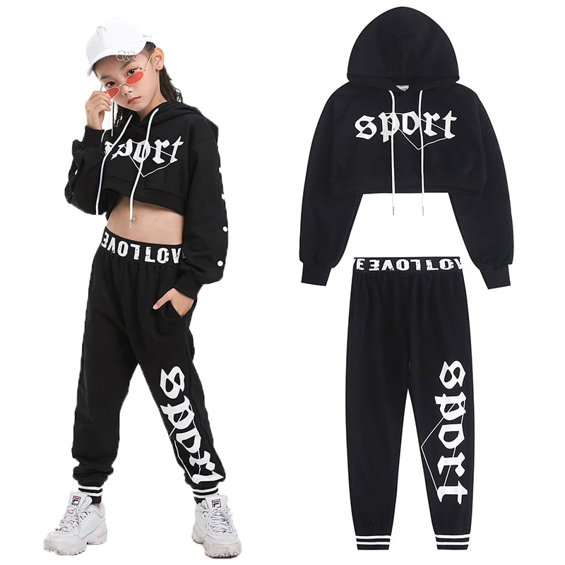 Girls Boys Outwear Tshirt Hoodie Jogger Pants T Shirt Hip Hop Clothing Jazz Dance Costumes Kids Concert Ballroom Dancing Clothes