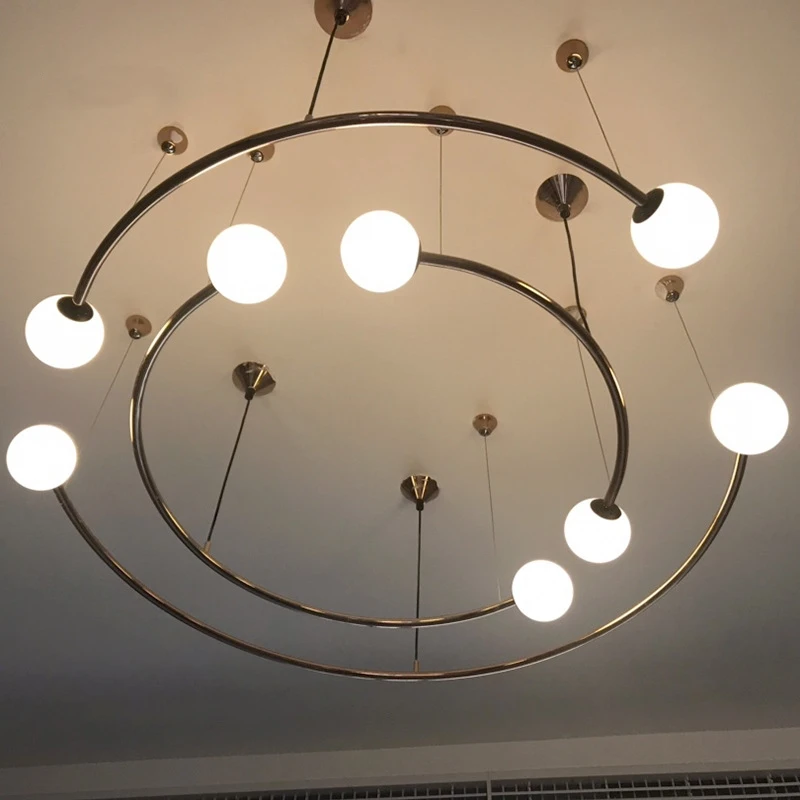 Imagem -02 - Luminária Pendente Nórdica de Vidro Bola de Vidro Suspensa para Decoração de Quarto Restaurante Hotel Sala de Estar Iluminação Led para Ambientes Internos