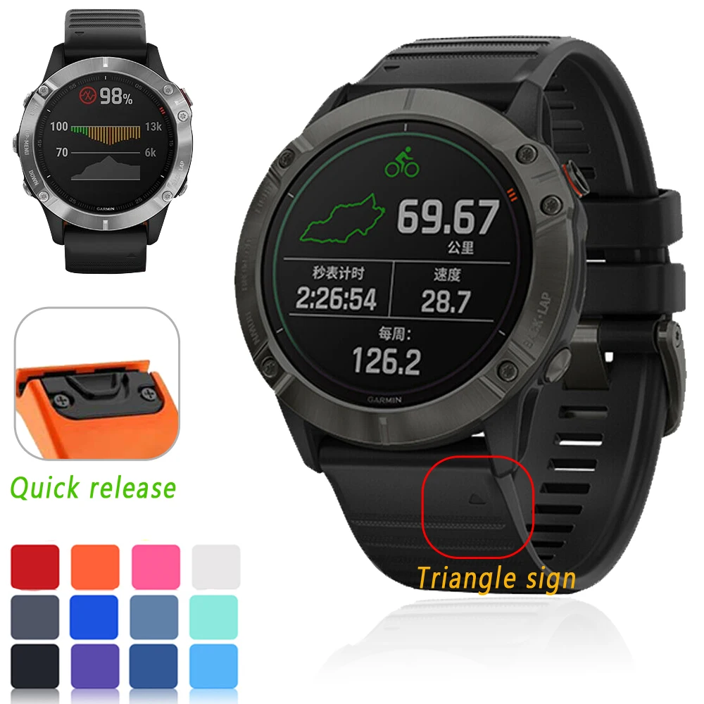 Ремешок силиконовый для Garmin Fenix 6X/6X Pro/5X/3HR, 26/22/20 мм, быстрая установка, аксессуары для Garmin Fenix 6/6pro/5/5 Plus