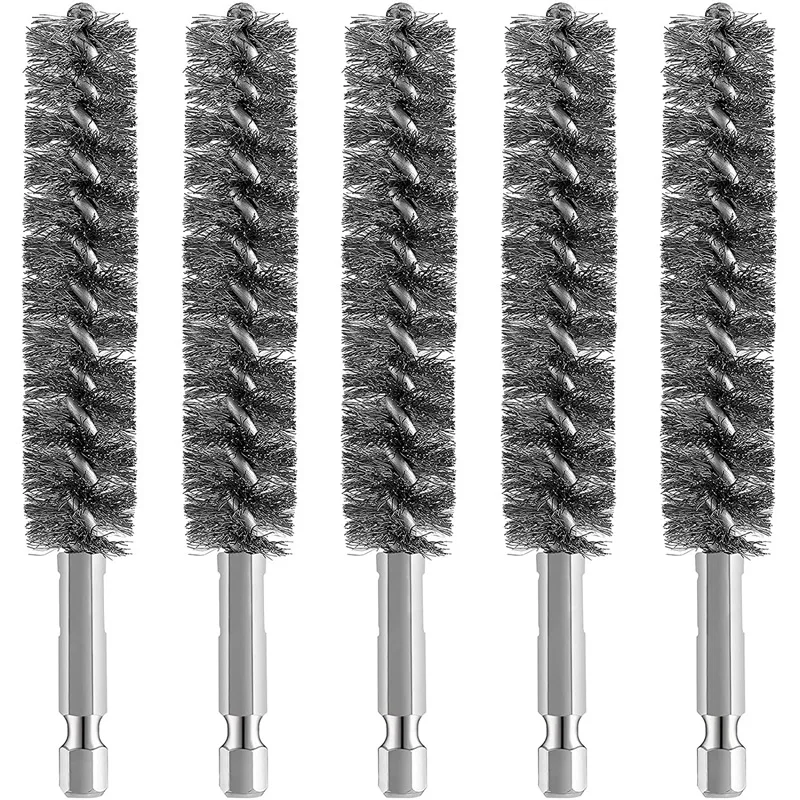 Stainless Steel Bore Brush Wire Brush For Power Drill Cleaning Wire Brush Stainless Steel Brush With Hex Shank Handle