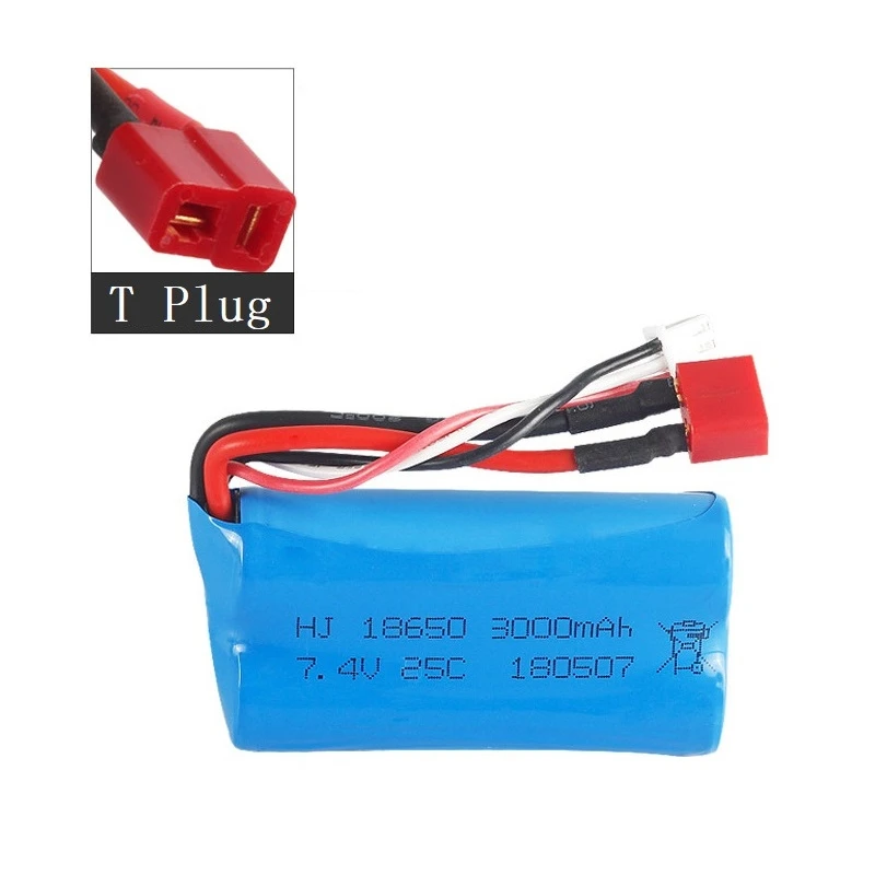 7.4V 3000mah bateria lipo 18650 2S T wtyczka do Q46 Wltoys 10428 /12428/12423 RC akcesoria samochodowe 7.4V akumulator o dużej pojemności