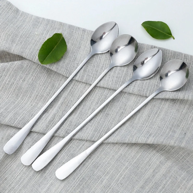 

New 1Pc Long Handle Stainless Steel Tea Coffee Spoon Cocktail Ice Cream Spoon Spoons Cutlery