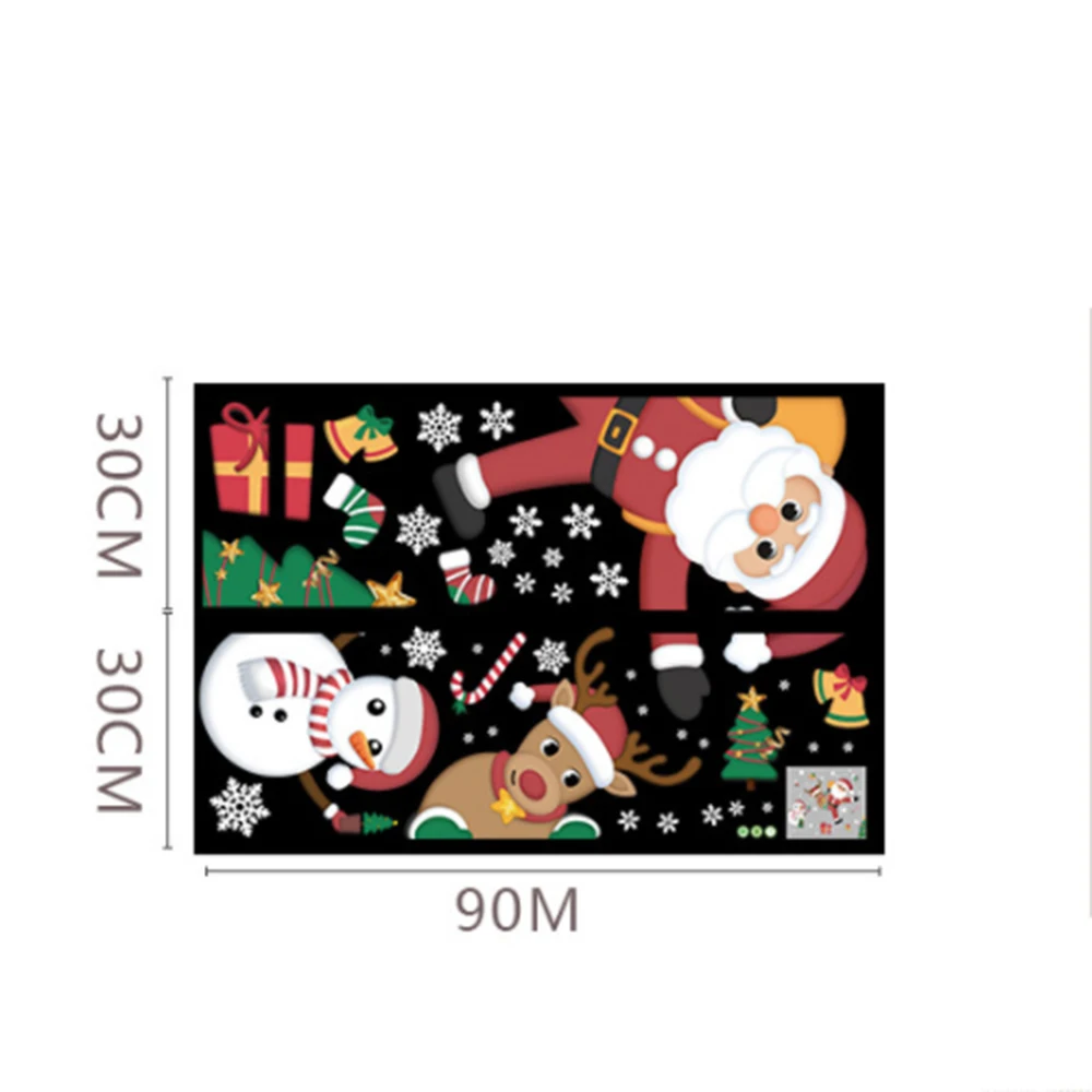 Merry Christmas Wall Stickers Window Glass Festival Wall Decals Santa Murals Window Wall Paper Xmas Decorations for Home Decor